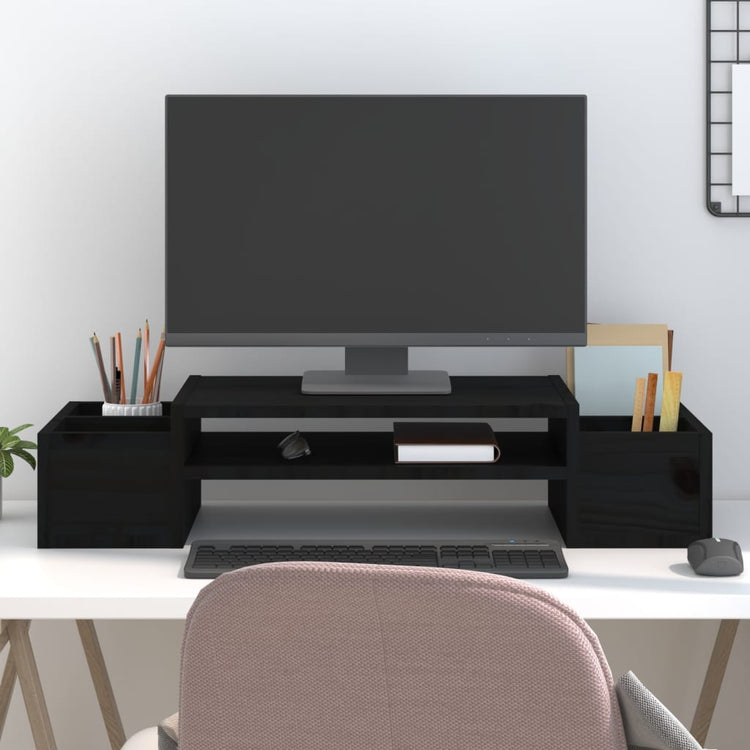 Le moniteur Vidaxl comprend 70x27.5x15 cm en pin solide noir