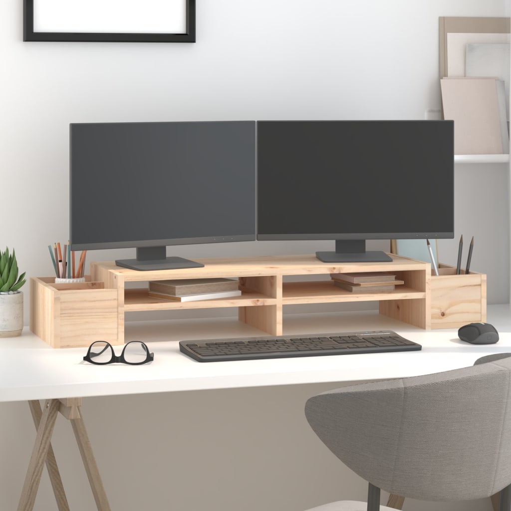 Vidaxxl support pour écran 100x27,5x15 cm bois de pin massif