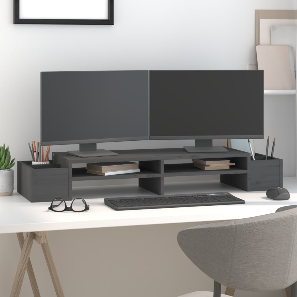 Vidaxl Monitor standard 100x27.5x15 cm Gray de pin solide
