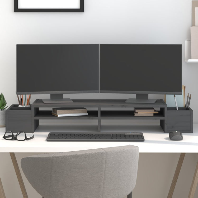Vidaxl Monitor standard 100x27.5x15 cm Gray de pin solide