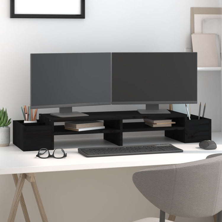 Vidaxl Monitor standard 100x27.5x15 cm Bois de pin solide noir