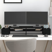Vidaxl Monitor standard 100x27.5x15 cm Bois de pin solide noir - afbeelding 1