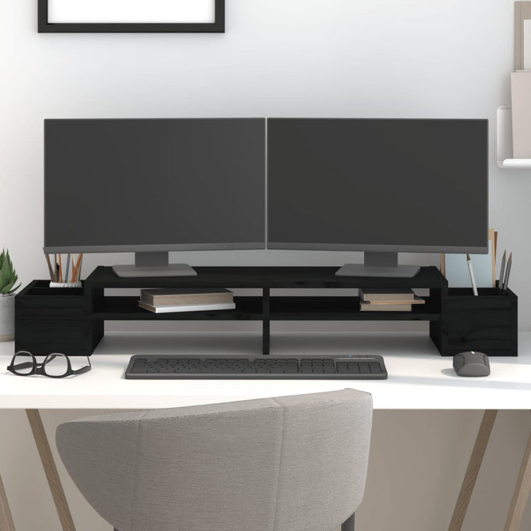 Vidaxl Monitor standard 100x27.5x15 cm Bois de pin solide noir