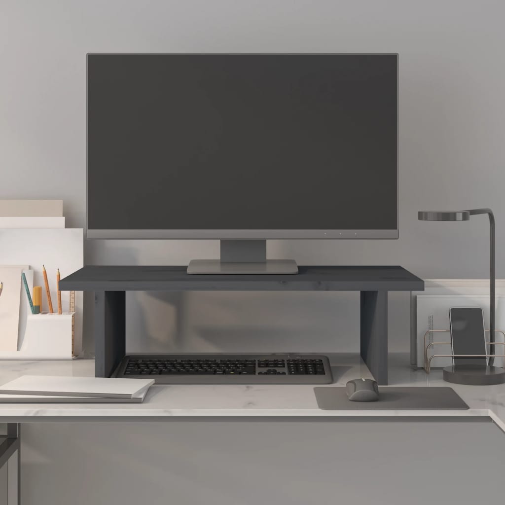 Vidaxl Monitor standard 50x27x15 cm Gray de pin solide