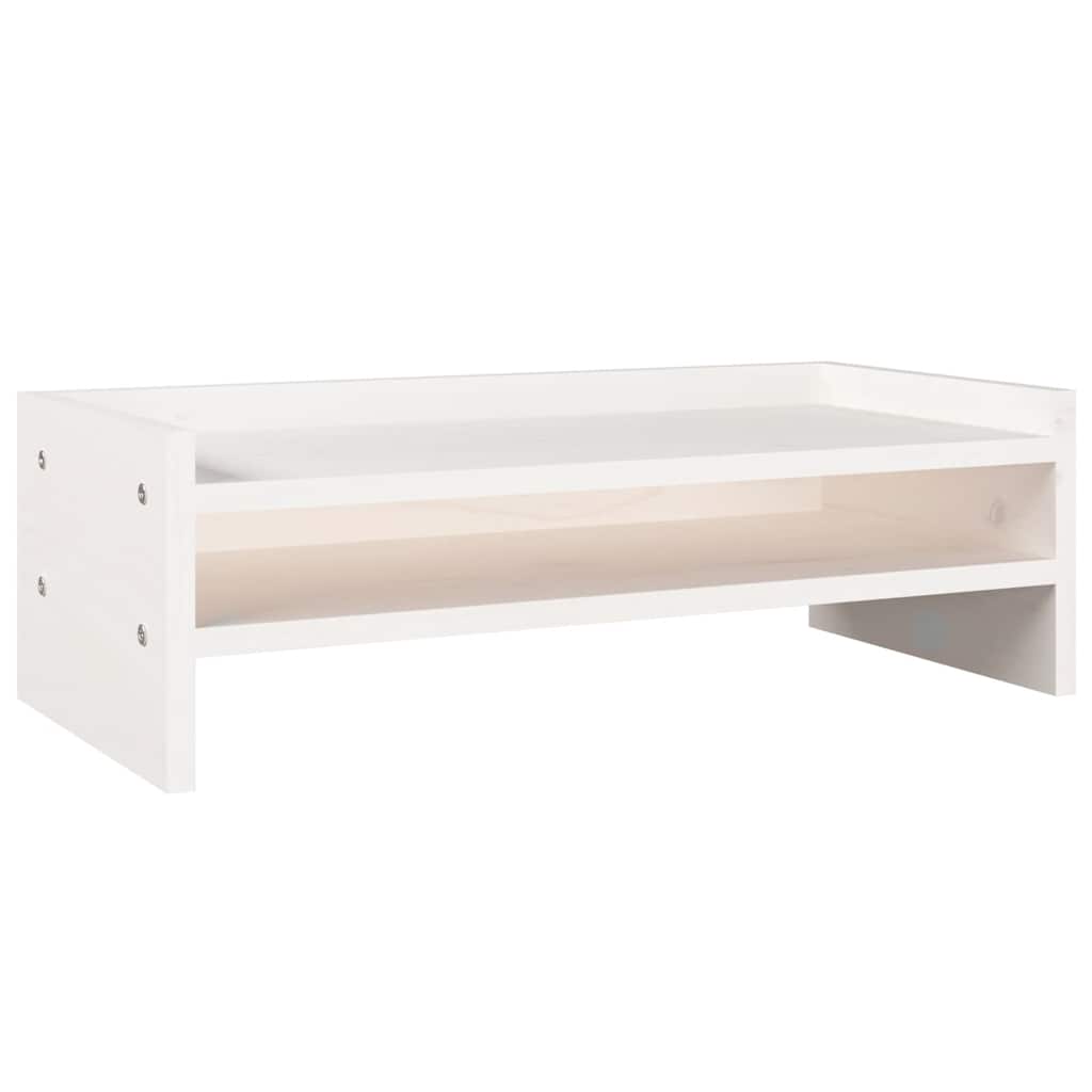 VidaXL support pour moniteur 50x24x16 cm bois de pin massif blanc