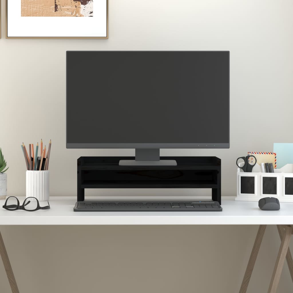 Le moniteur Vidaxl comprend 50x24x16 cm de pin solide noir