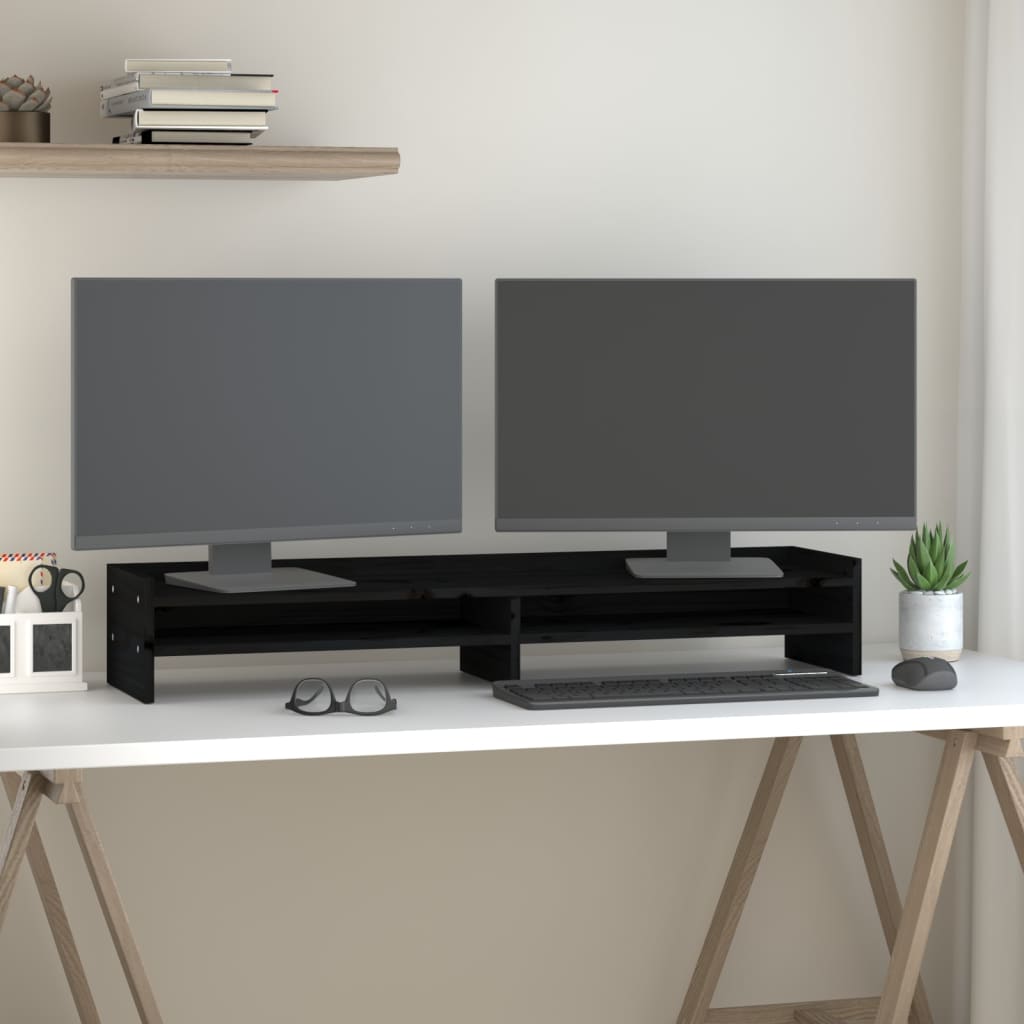 Vidaxl Monitor standard 100x24x16 cm Pine solide noir