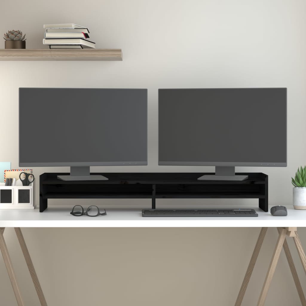 Vidaxl Monitor standard 100x24x16 cm Pine solide noir