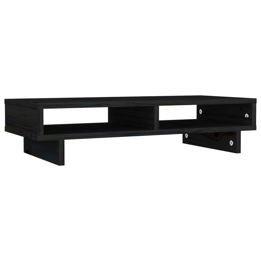 Support de moniteur Vidaxl 60x27x14 cm en pin solide noir