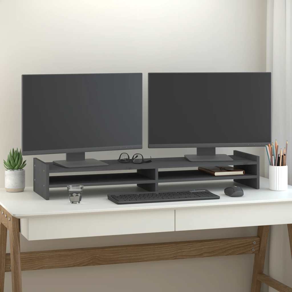 Vidaxl Monitor standard 100x27x15 cm Gray de pin solide