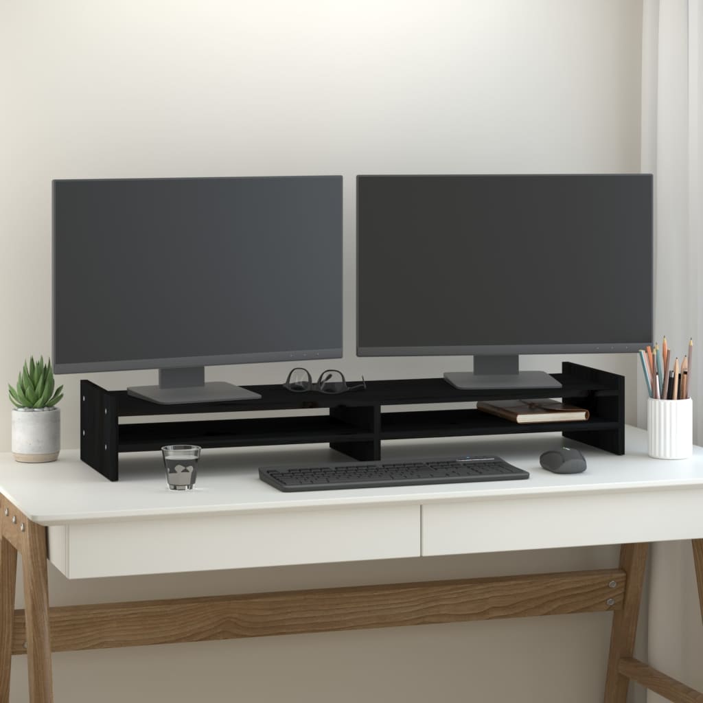 Vidaxl Monitor standard 100x27x15 cm Pine solide noir