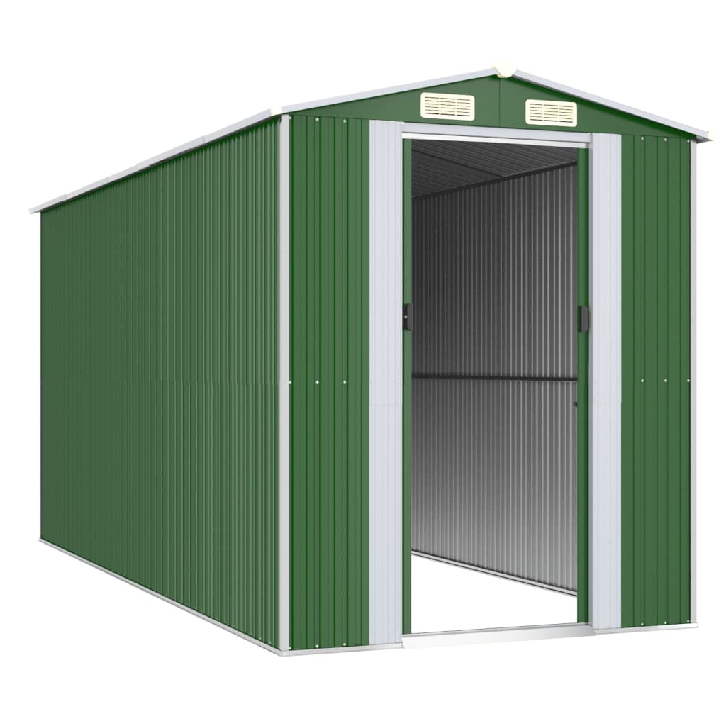 Vidaxl hangar de jardin 192x440x223 cm en acier galvanisé vert