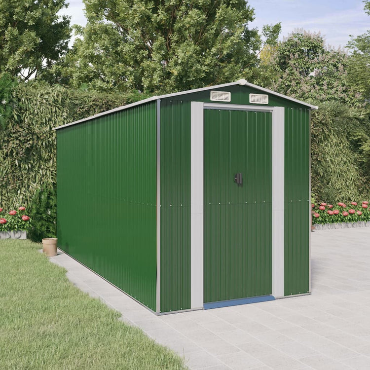 Vidaxl hangar de jardin 192x440x223 cm en acier galvanisé vert