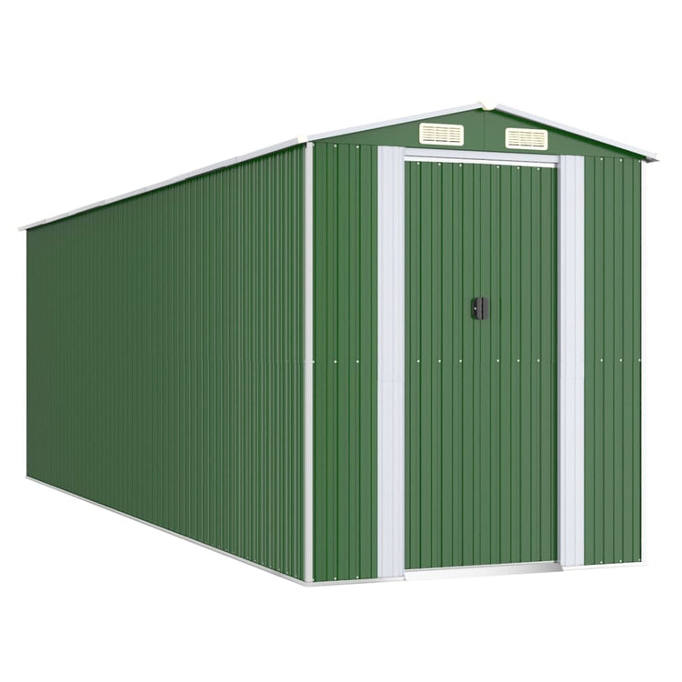 Vidaxl jardin hangar 192x606x223 cm en acier galvanisé vert