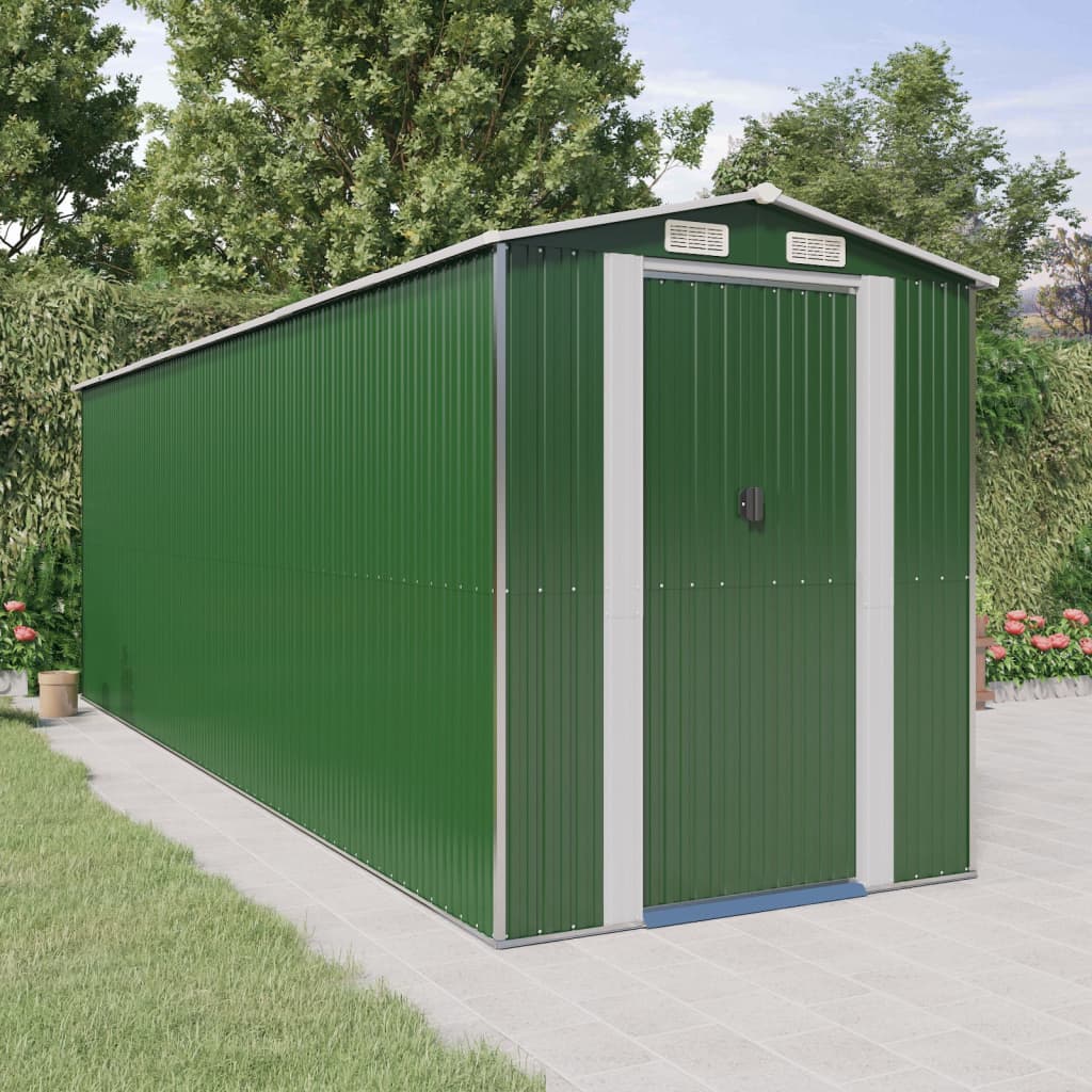 Vidaxl jardin hangar 192x606x223 cm en acier galvanisé vert