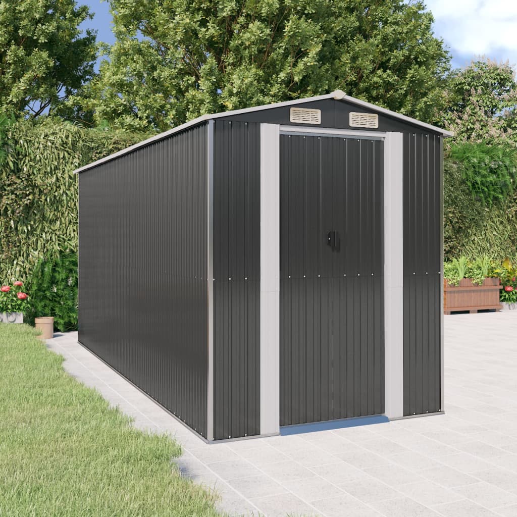 Vidaxl jardin hangar 192x440x223 cm anthracite en acier galvanisé -colore