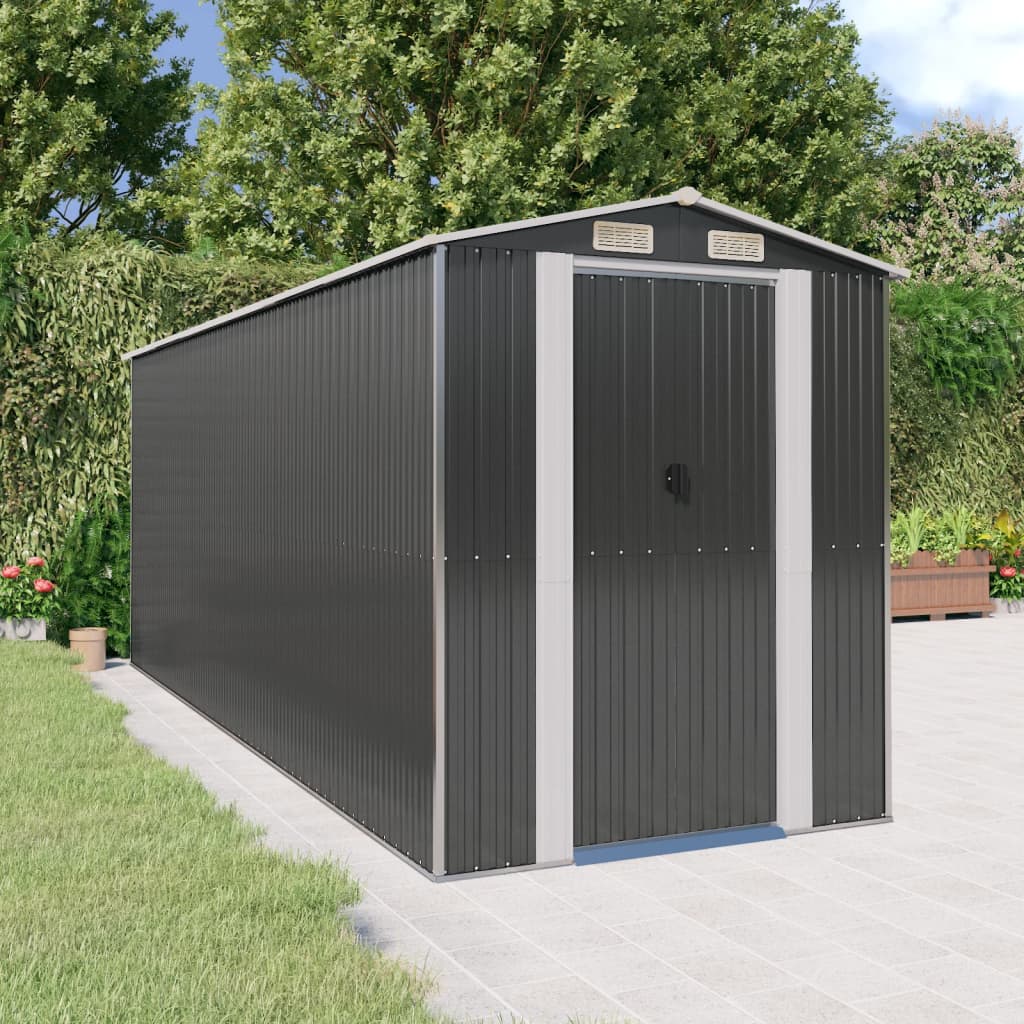 Vidaxl jardin hangar 192x523x223 cm anthracite en acier galvanisé -colore