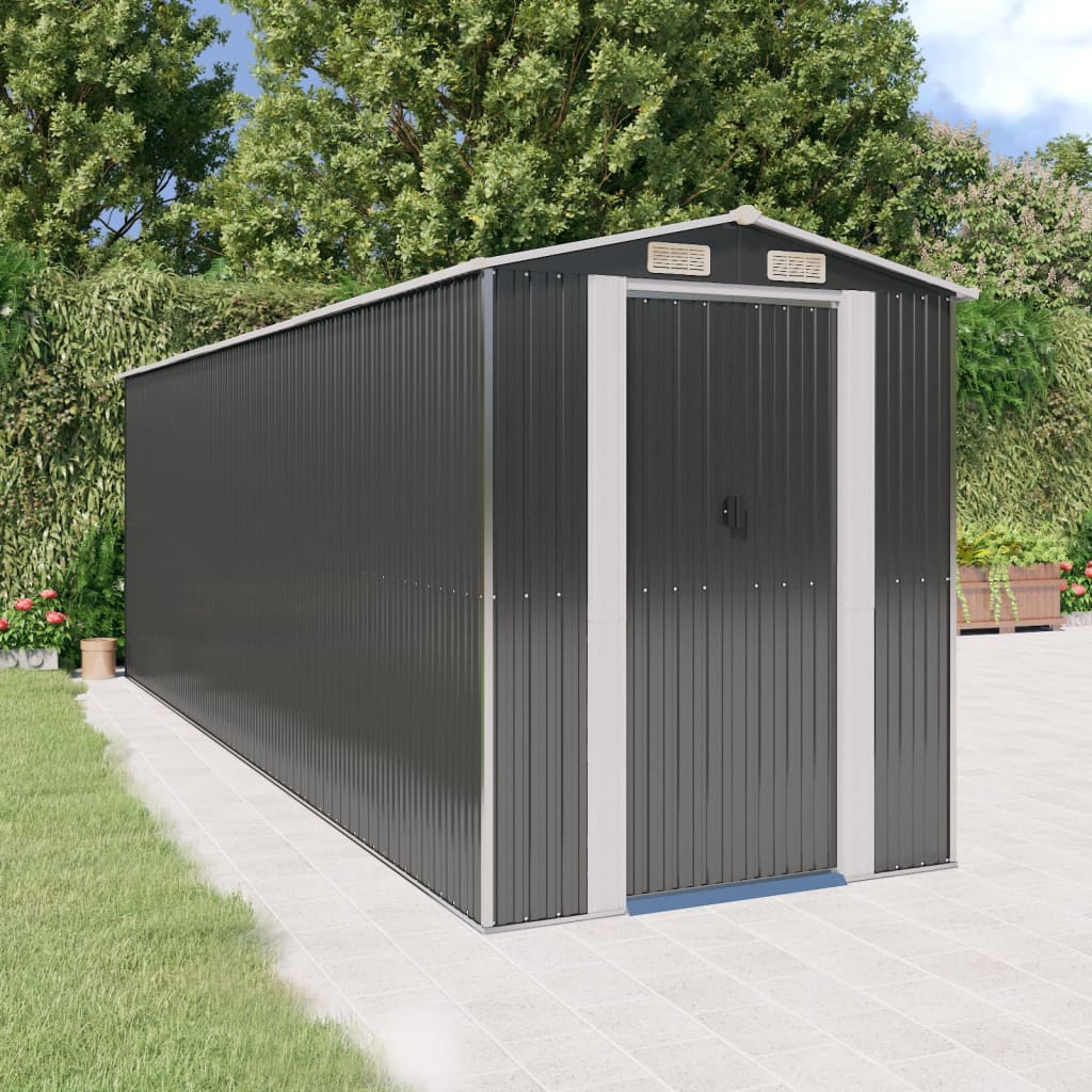 Vidaxl jardin hangar 192x606x223 cm anthracite en acier galvanisé -colore