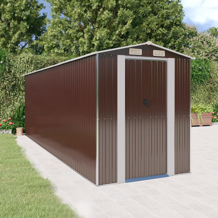SHED JARDINE VIDAXL 192X606X223 CM en acier galvanisé brun foncé