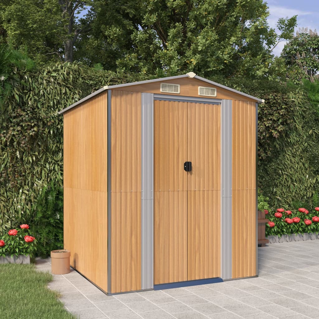 SHED JARDINE VIDAXL 192X191X223 CM en acier galvanisé brun clair