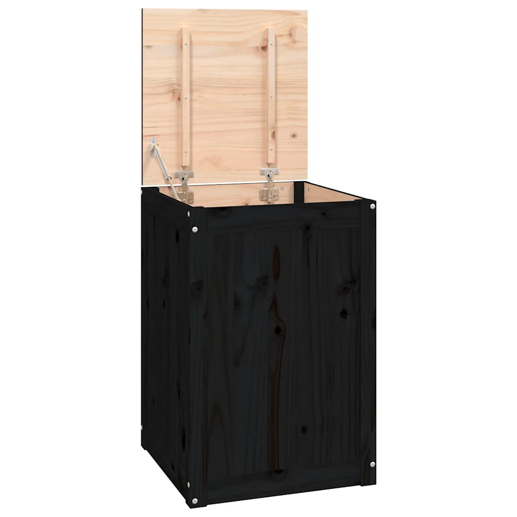Panier à laverie Vidaxl 44x44x66 cm Pine solide noir