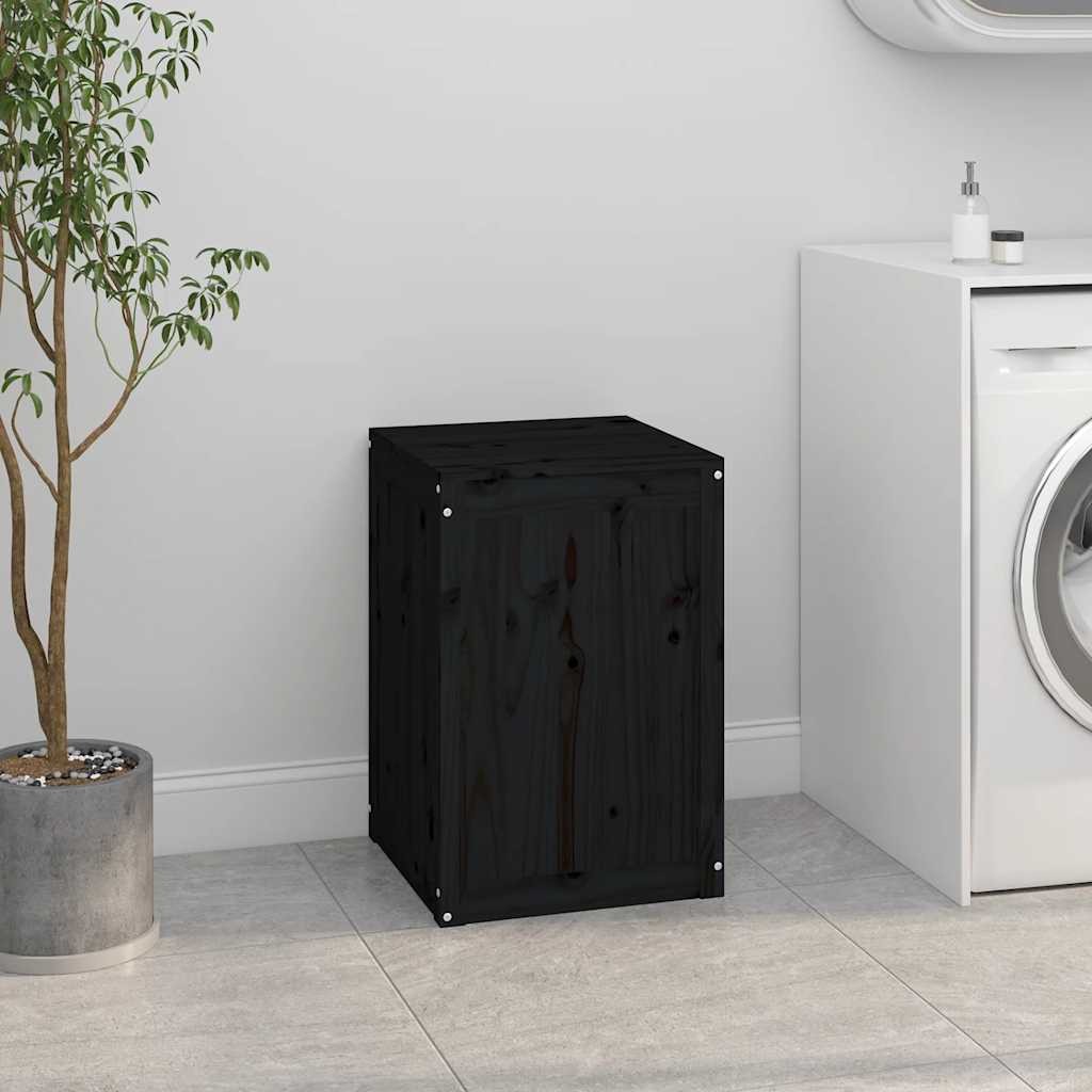 Panier à laverie Vidaxl 44x44x66 cm Pine solide noir