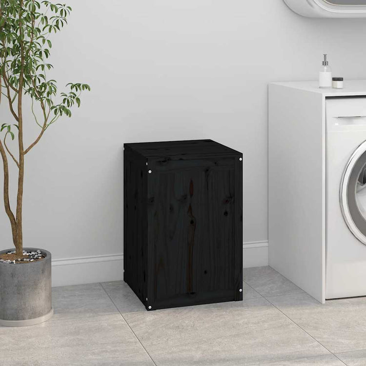 Panier à laverie Vidaxl 44x44x66 cm Pine solide noir
