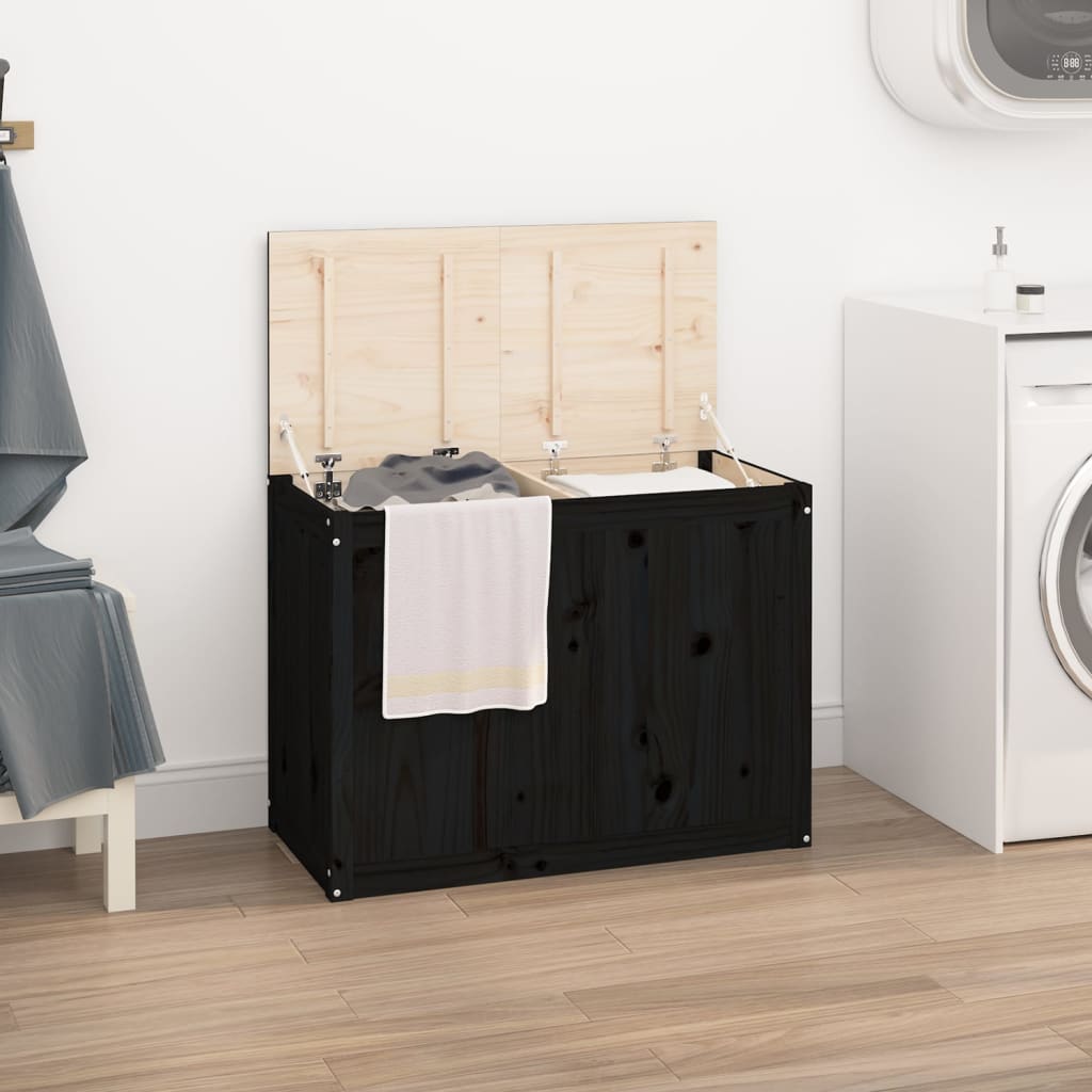 Vidaxl Basket 88.5x44x66 cm Pine solide noir