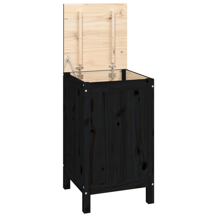 Panier à laverie Vidaxl 44x44x76 cm Pine solide noir