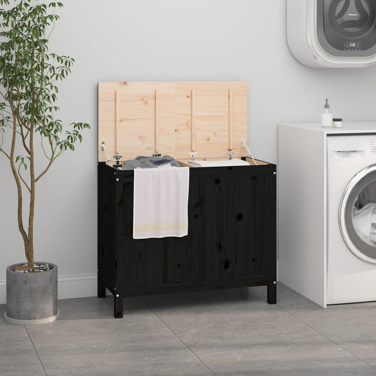 Vidaxl Basket 88.5x44x76 cm Pine solide noir