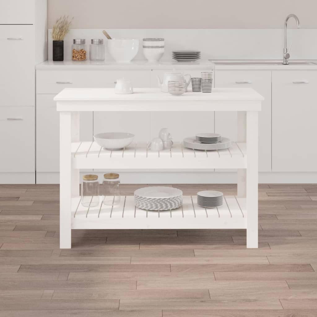 Vidaxx établi 110,5x50x80 cm bois de pin massif blanc