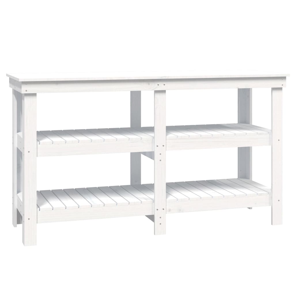 Vidaxl Workbench 142.5x50x80 cm Pine solide blanc