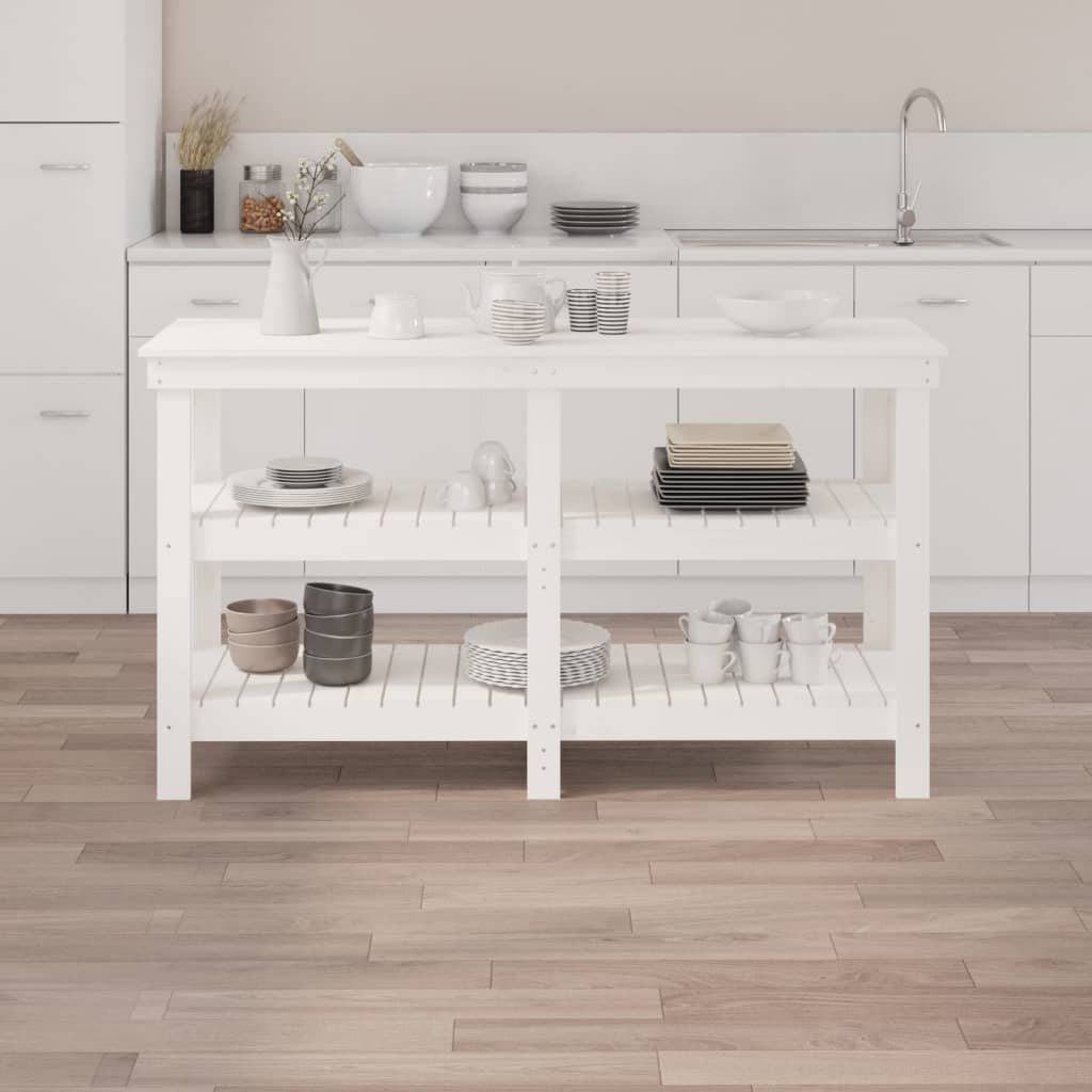 Vidaxl Workbench 142.5x50x80 cm Pine solide blanc