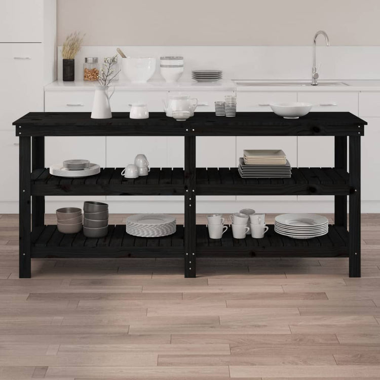 Vidaxl Workbench 181x50x80 cm Pine solide noir