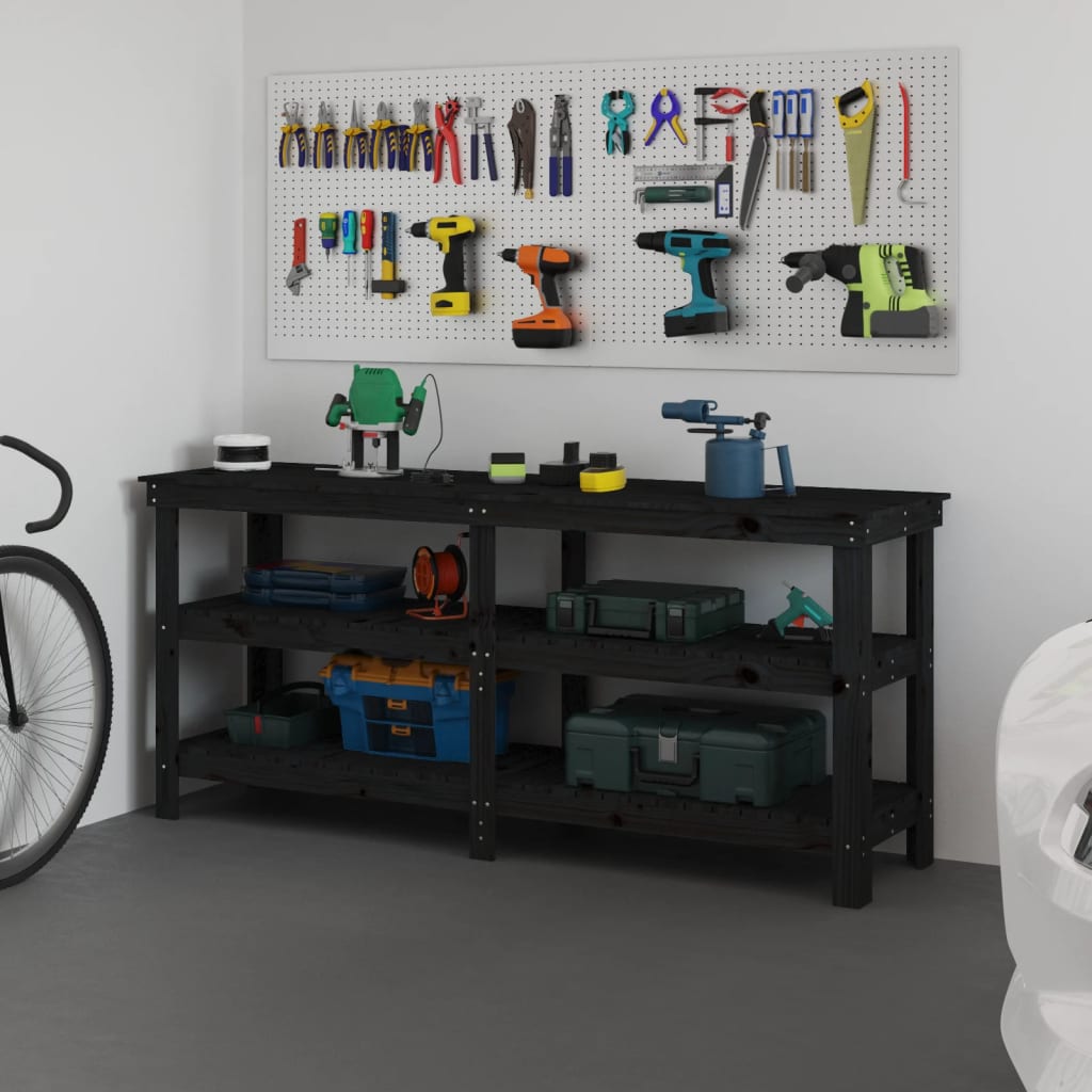 Vidaxl Workbench 181x50x80 cm Pine solide noir