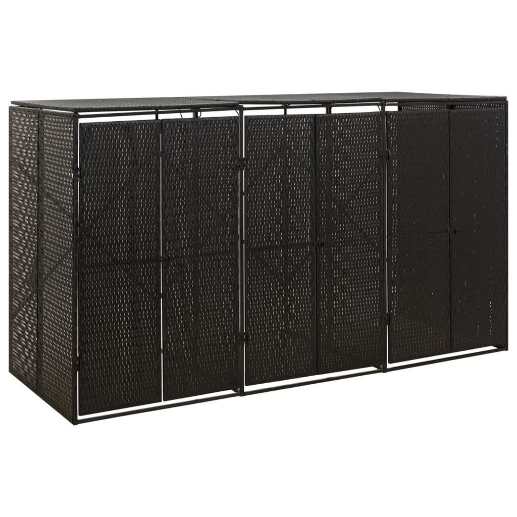 Stockage de conteneur vidaxl triple 207x80x117 cm poly rattan noir