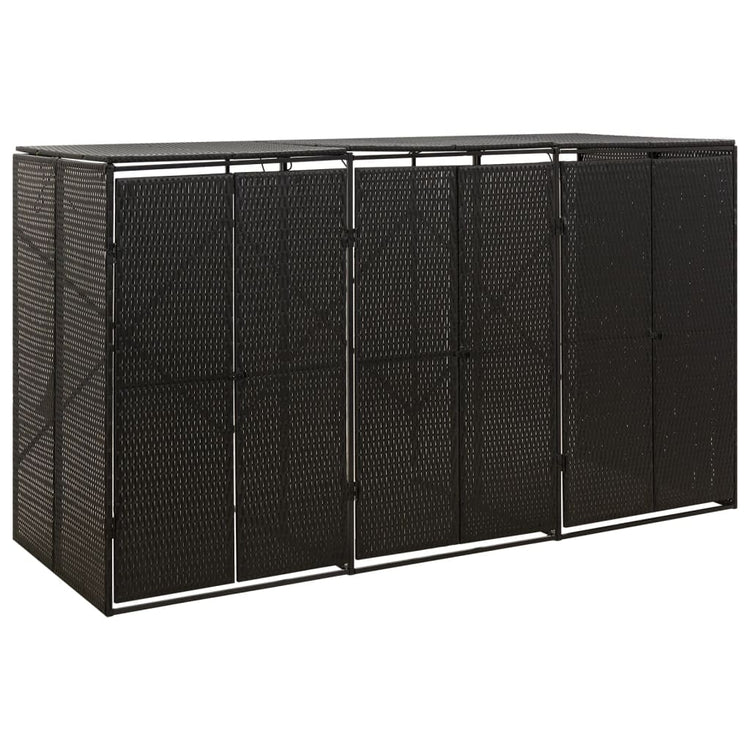 Stockage de conteneur vidaxl triple 207x80x117 cm poly rattan noir