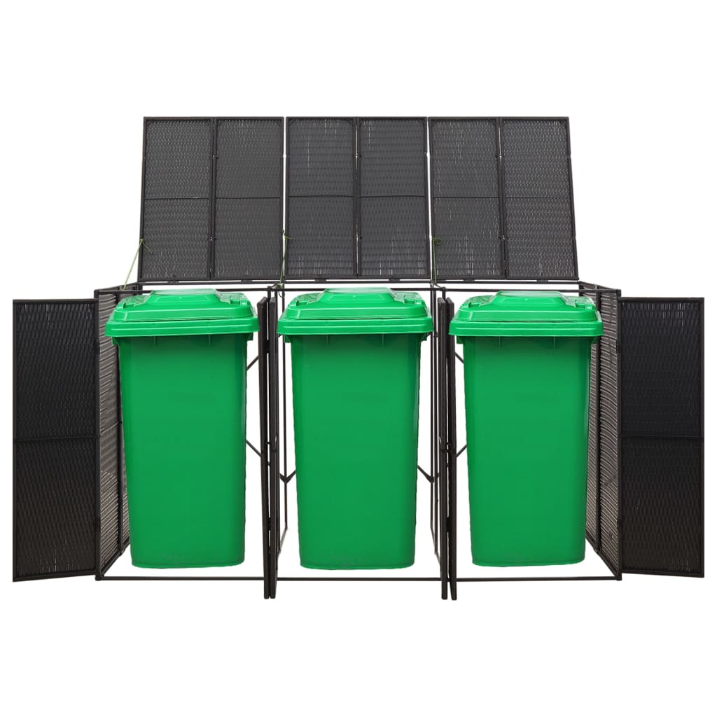 Stockage de conteneur vidaxl triple 207x80x117 cm poly rattan noir