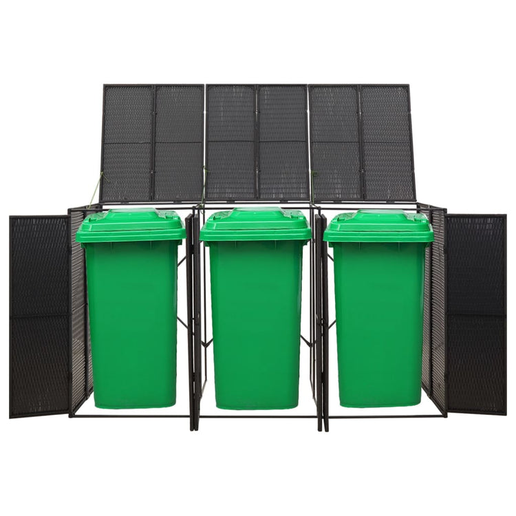 Stockage de conteneur vidaxl triple 207x80x117 cm poly rattan noir