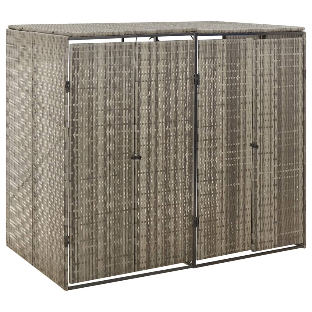 Stockage de conteneur Vidaxl Double 140x80x117 cm Gray en rotin polyvalent