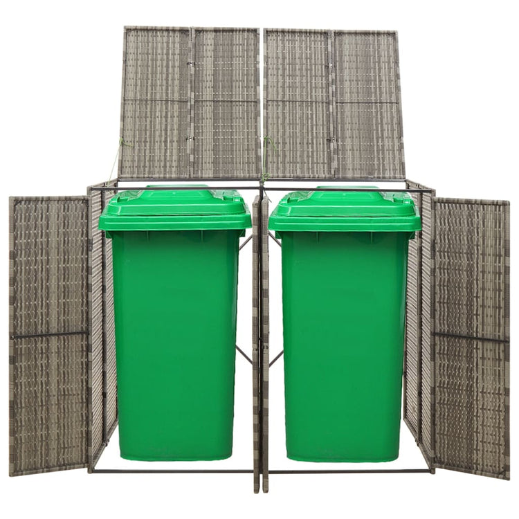 Stockage de conteneur Vidaxl Double 140x80x117 cm Gray en rotin polyvalent