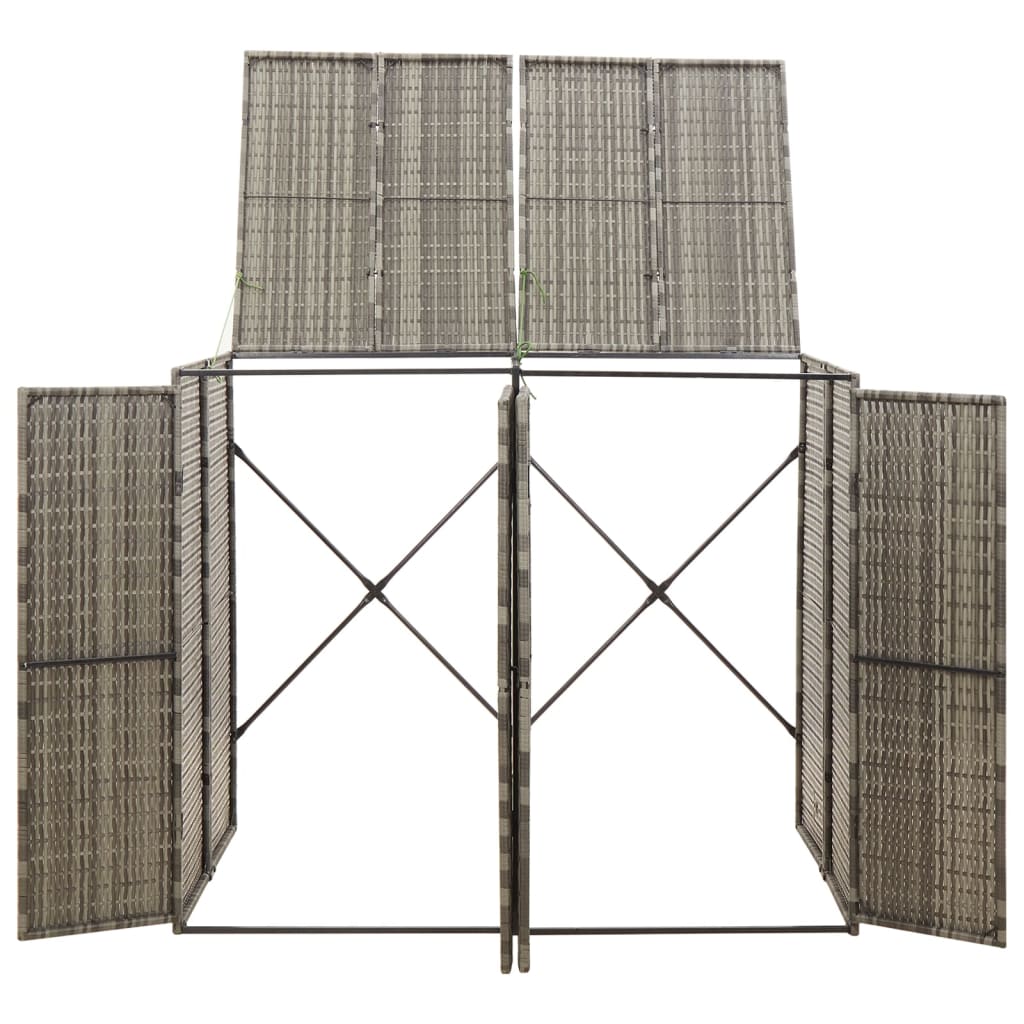 Stockage de conteneur Vidaxl Double 140x80x117 cm Gray en rotin polyvalent