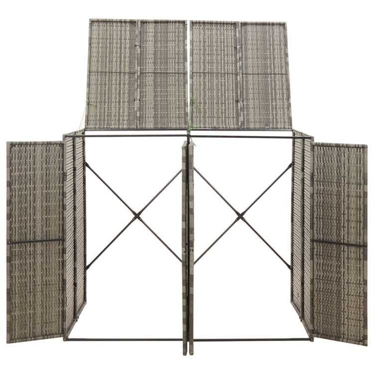 Stockage de conteneur Vidaxl Double 140x80x117 cm Gray en rotin polyvalent