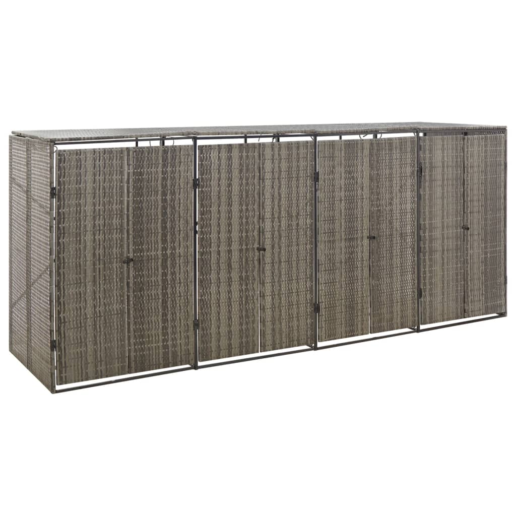 Stockage de conteneurs vidaxl quatre-temps 274x80x117 cm en gris de rattan poly