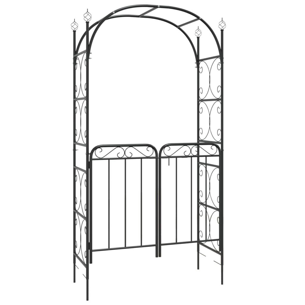 Arc de jardin vidaxl avec port 108x45x235 cm en acier noir