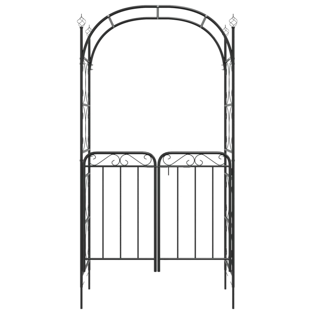 Arc de jardin vidaxl avec port 108x45x235 cm en acier noir