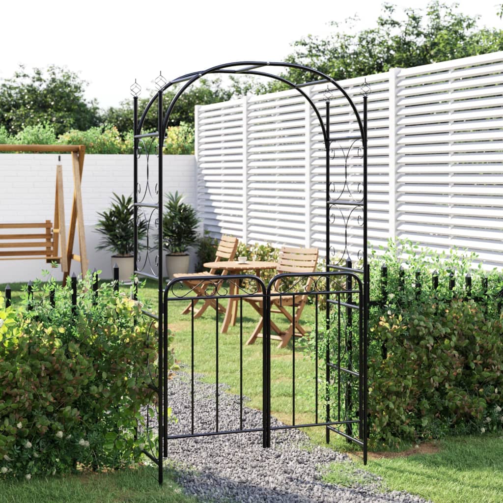 Arc de jardin vidaxl avec port 108x45x235 cm en acier noir