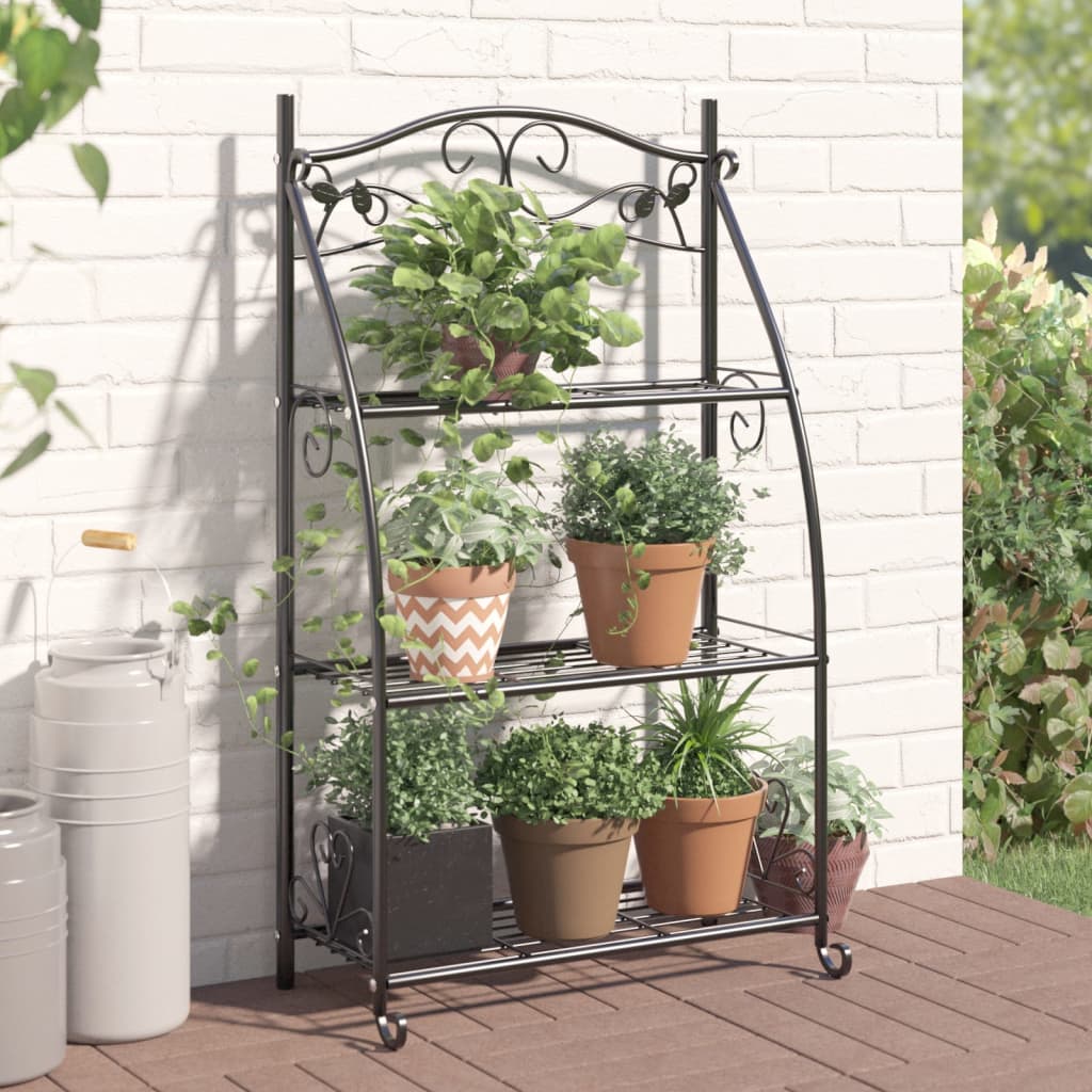Rack de fleurs vidaxl 56x30x96 cm en acier noir