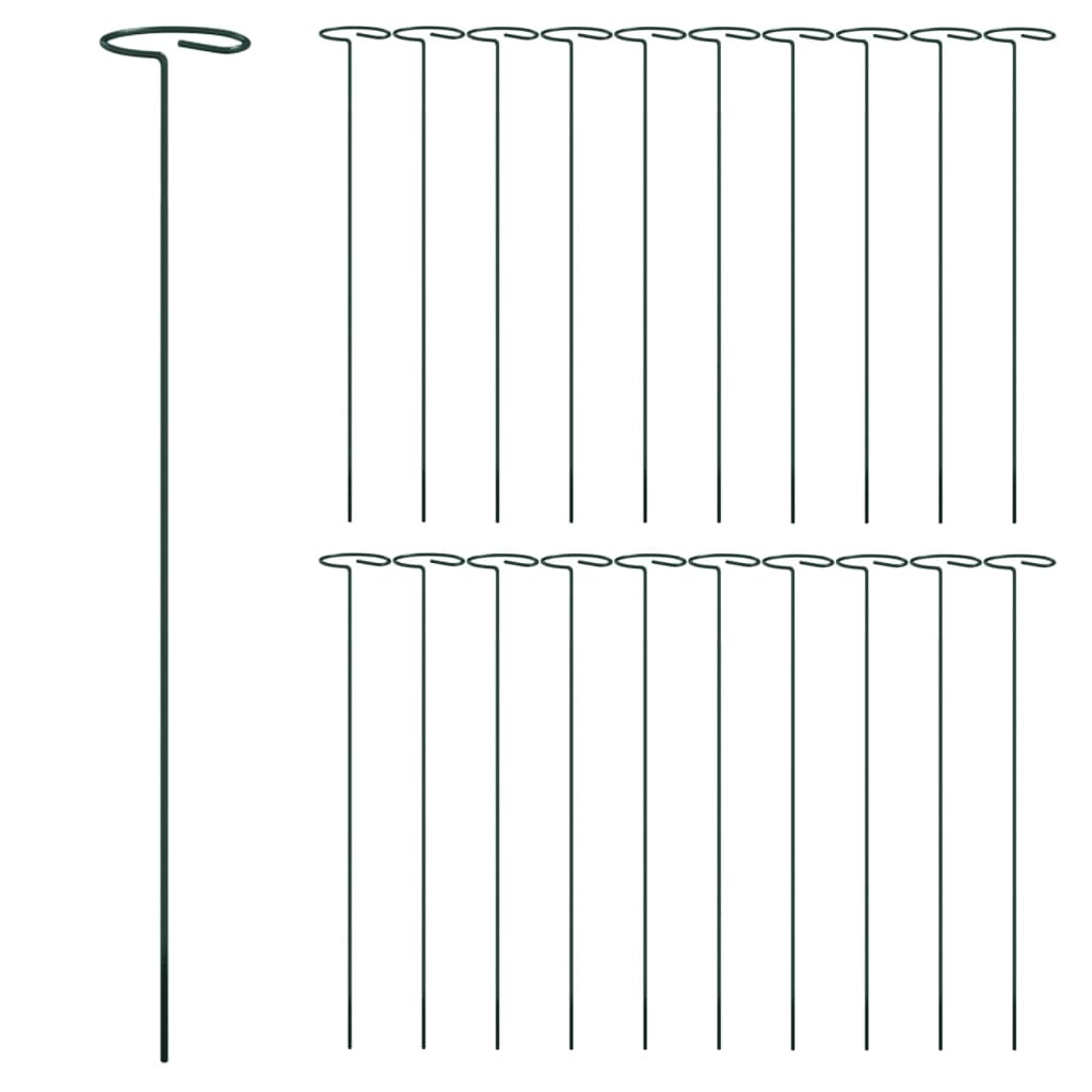 Vidaxl Plant Stakes 20 st 40 cm en acier vert foncé