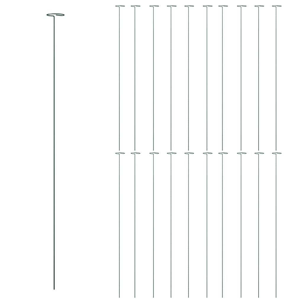 Vidaxl Plant Stakes 20 st 91 cm en acier vert foncé